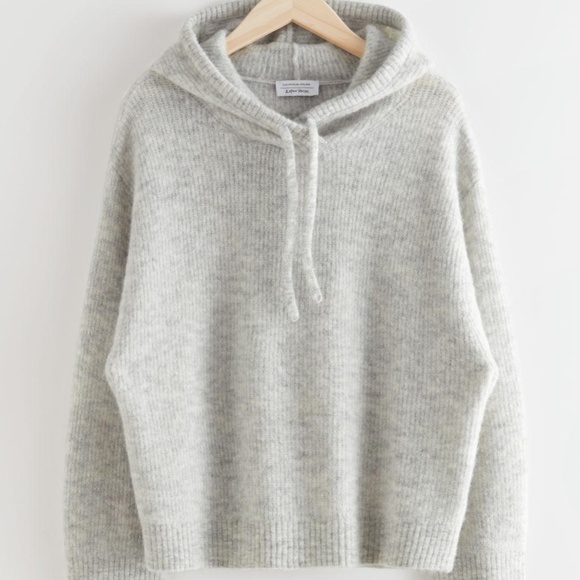 & Other Stories Sweaters - Ribbed Wool Blend Oversized Hoodie in Gray. & Other Stories